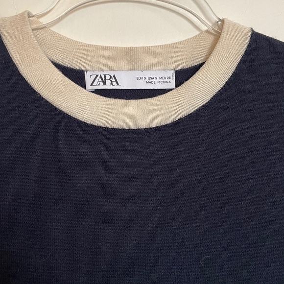 ZARA WOMENS SHORT PLAIN KNIT DRESS IN NAVY/ECRU-SIZE SMALL - Picture 8 of 10
